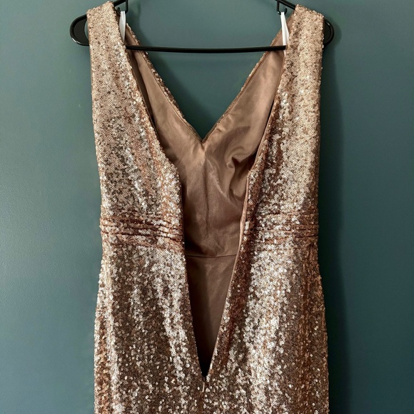 Revelry Sequin V-Neck Dress with Built in Cups | Style 2418-R - Picture 7 of 9
